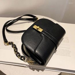 Shoulder Bags Simple Solid Color Pu Leather Mini Saddle Crossbody Bag Fashion 2024 Spring Chain Purses And Handbags Luxury Designer
