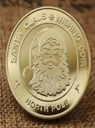 New Santa Claus Wishing Coin Collectible Gold Plated Souvenir Coin North Pole Collection Gift Merry Christmas Commemorative Coin F9543576