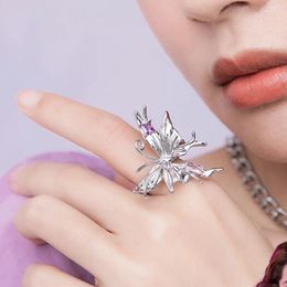 Cluster Rings WEIYUE 925 Sterling Silver Butterfly Ladies Ring Accessories Design Index Finger Tail Fashion Jewelry Party Gift