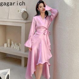 Casual Dresses Gagarich French Light Luxury Glass Bead Pyjamas Spring Summer Sexy Bathrobes Morning Robes Women Lace Up Long Sleeved