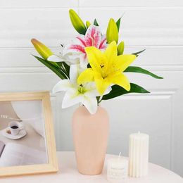 Decorative Flowers Wreaths 41cm Artificial Silk Flowers Fake Lily Bouquet DIY Creative Bouquet as Gift for Friends Teach Fresh Living Room Decoration