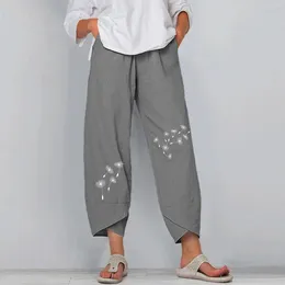 Women's Pants Women 2024 Printed Summer Autumn Trousers For Woman Plus Size Elastic Waist Pockets Wide Leg Sweatpants