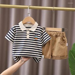 Clothing Sets Boys Summer Suit2024 Fashion Baby Internet CelebrityPOLOShort-Sleeved Clothes Children's Cool Handsome Clot