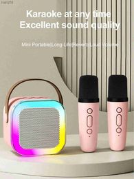 Portable Speakers Cell Phone Speakers Karaoke machine portable Bluetooth 5.3 speaker 2 wireless microphone LED music rhythm light home singing machine WX