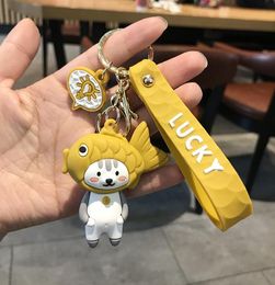 Funny Creative Key Chain Toys Taiyaki Cat Dog Panda Pig Cute Keychains Ornaments Dolls Key Ring Pendant Girls Friends Gifts 3772290