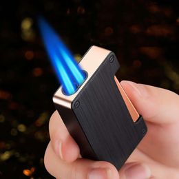 Wholesale Double Jet Flame Metal Lighter Custom Butane Gas Unfilled Lighter Cigarette