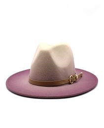 Felt Fedora Hats Jazz Panama Cap Women Men Gradient Colour Wide Brim Hat Woman Man Formal Hat mens Ladies Top Caps Winter Fashion N8597338