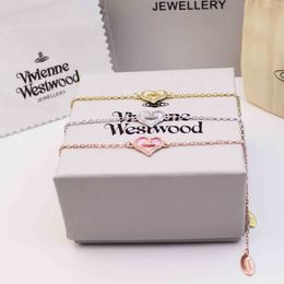 Designer Westwood Love Natural Shell Shiny Diamond Bracelet Womens Light Luxury Fashion Temperament Accessories High Edition