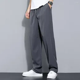 Men's Pants Men Sport Solid Color Elastic Waist Straight Wide Leg Thin Exercise Breathable Drawstring Trousers Male Clothing