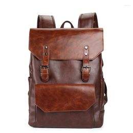 Backpack Men Backpacks Vintage Design Male Fashion PU Leather Travel Bags Young Man Casual Classic School Bookbags