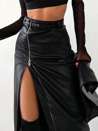 Skirts CHQCDarlys Women S Faux Leather Skirt PU Bodycon High Waist Zipper Split Midi Fashion Club Party Pencil