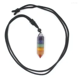 Pendant Necklaces Natural Stone Hexagonal Prism Necklace Pendants Amethyst Quartz Etc Charms Amulet European Fashion Jewelry 1pcs