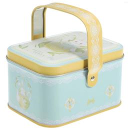 Storage Bottles Portable Tin Box Candy Container Holiday Tins Sweet Cookie With Handle Festival Jar