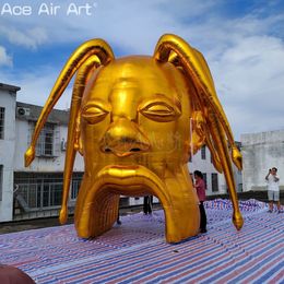 wholesale 6m 20ft high Golden Inflatable Party Brain Pop Up Human Organ Model Big Mouth Tunnel for Juicy Event or Ad/Decoration