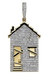 Hip Hop Iced Out CZ The Bando Trap House Necklaces Pendants For Men Street Rapper Jewelry Bijoux7155024