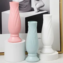 Vases 1 Pc Modern Flower Vase White Pink Plastic Pot Basket Nordic Home Living Room Decoration Ornament Arrangement