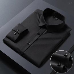 Men's Dress Shirts High Quality Formal White Shirt Non Iron Bamboo Fibre Business Casual Clothing Slim Fit Long Sleeve Social