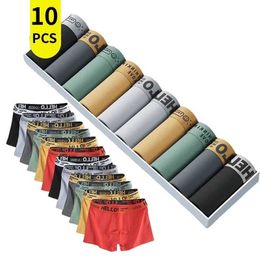 Underpants 10Pcs/Mens Shorts Pure Cotton Underwear Antibacterial Soft Cotton Sexy Boxer Shorts Comfortable Mens Butt Lift Underwear L-4XL Y240507