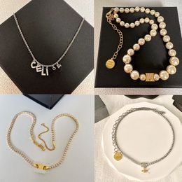 Advanced Romantic classic CELI Set Luxury Gold Stud Designer Earring For Women Hoop Letter high quality pearl Earrings necklace Bracelet Jewellery Engagement Gifts