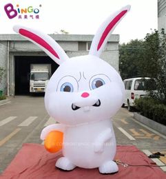 8mH (26ft) with blower Outdoor Giant Inflatable Animal White Rabbit Holding Carrot Cartoon Chracter For Event Advertising Easter Decoration