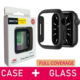 Case with Screen Protector for Apple Watch Series 9/8/7/6/5/4/3/2/1 Built-in Tempered Glass Full Hard PC Bumper for Women Men 40 42 44mm 41mm 45mm 49mm Watch Glass Cover