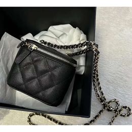 Women Crossbody Bags Shoulder Handbags Designer Mini Portable Box Cosmetic Lipstick Bag Sheepskin Black Ladies Fashion Small Purses Golden Ball Chain 11cmbag