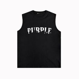 New Europe and the United States niche popular logo Purple sleeveless T-shirt ZJBPUR042 do old Tyre seal printed vest waistcoat R96W90 high street retro vest