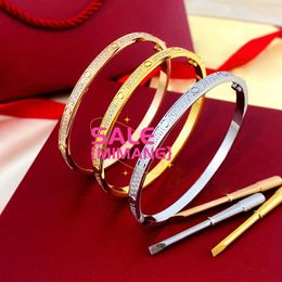 Designer Bangle screw Bracelet for Women Wedding Engagement Double row diamonds Edition Diamond Bracelets for Banquet Jewellery 3 Colours With Box 96QJ