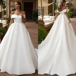 Eleganti abiti da sposa 2024 da abiti da sposa per spalla per la sposa sexy raso una linea Vestidos de nolia