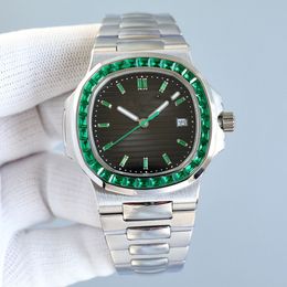 Best Quality Diamond Watch green drill ring black dial fine steel strap sapphire mirror cal.324 movement Watch