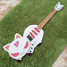 Custom CAT Shape Electric Guitar White in SSS Pink Pickups Free Ship