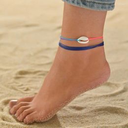 Anklets 2-piece Set Of Vintage Beach Style Handmade Woven Colorful Rope Women's Ankles