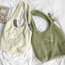 Storage Bags Women's Lamb Fabric Shoulder Bag Handbag Tote Large Capacity Shopper Cute For Girls Bolso De Hombro