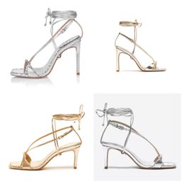 2024 Neue Mode-Schnüre-Up-High Heels Frauen Stiletto Sandalen Silber Gold Optional sexy Sommerschuhgröße 35-40