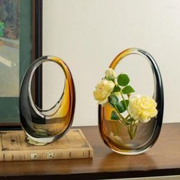 Vases Hydroponics Flowerpot Glass Vase Shape Bag Decoration Flower Terrarium Amber Accessories Home Handbag Ikebana Gradient