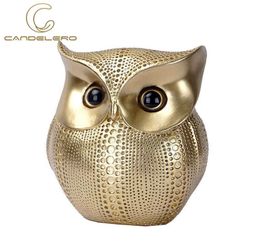 Statues For Decoration Owl Golden Black White Resin Living Room Sculptures Small Ornaments Figurines Interior 2110258411971