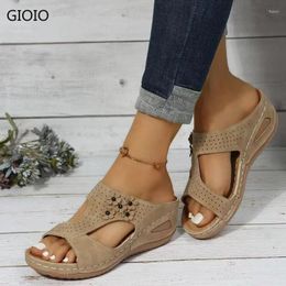 Casual Shoes 2024 Summer Slope Heel Women's Sandals European And American Thick Sole Flower