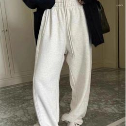 Women's Pants Drawstring Sweatpants Wide Legs Girdle Feet Winter Style Plus Fleece Thickening Loose Casual Y2k