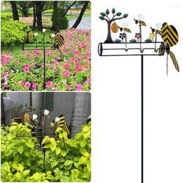 Garden Decorations Lovely Bee Whirligig 3D Wind Powered Kinetic Sculpture Metal Windmill Outdoor For Yard Lawn Decoration