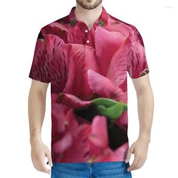 Men's Polos Alstroemeria Flower Polo Shirt Men 3d Printed Floral Lapel Tees Women Loose Button Shirts Summer Casual Short Sleeves Tops