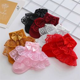 Kids Socks Pudcoco Infant Baby Girls Ruffle Lace Socks Super Soft Infant Ankle Socks Princess Dress Socks with Bow 3M-2T