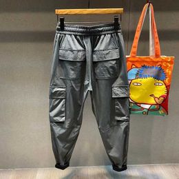 Men's Pants Mens Trousers Summer Fishing Mens Cargo Pants Multi Pocket Grey Multi Pocket Nylon Designer Fashion Casual Large Pocket Y2k J240507