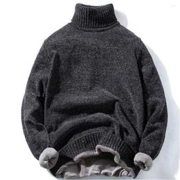 Men's Sweaters Men Autumn Winter Jumper Plus Velvet Thick Knit Sweater Long Sleeve Turtleneck Pullover Male Warm High Neck Knitwear M-3xl