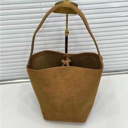 10A Fashion Bucket Shoulder Bags Korean Slouchy Style New Autumn And Sanded One Capacity High Minimal Suede 2024 Versatile Frosted Tote Duev