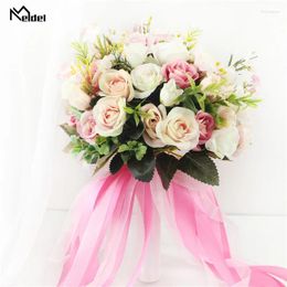 Wedding Flowers Bouquet Artificial Roses Bridal Bouquets Bridesmaids Pink White Marriage