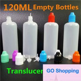 Classic 120ml Bottles PE Soft Translucent Empty LDPE Dropper 120 ml Plastic Bottles With Long Thin Needle Tips Childproof Caps For Vapor Juice Packaging Bottle