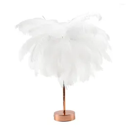 Table Lamps Remote Control Feather Tree Lampshade Lights Creative Bedside Reading Room Lamp For Wedding Home Bedroom Decoration