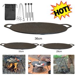 Grills 30/33/36CM Grilling Pan Nonstick BBQ Baking Tray with Adjustable Tray Support Chain Portable for Outdoor Camping Kitchen Bakewa