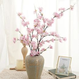 Decorative Flowers 105cm Artificial Cherry Long Branch Silk Flower Wedding Holiday Party Decoration Fake Home Table Centrepiece Ornaments