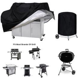 Grills BBQ Cover Outdoor Dust Waterproof Weber Heavy Duty Grill Cover Rain Protective outdoor Barbecue cover round bbq grill black